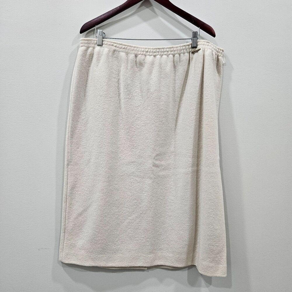 Vintage Womens Geiger Boiled Wool Skirt 50 Cream Old Money Quiet Luxury Capsule